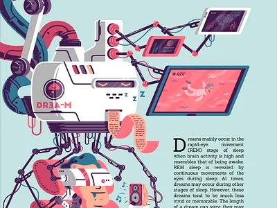 Dream Recording Machine cable dream future health illustration machine magazine robot science screen sleep tech thierry fousse