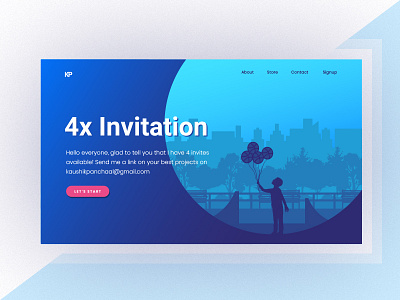 4x Invitation design dribbble giveaway invitation page