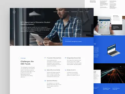 Project Stories b2b blue corporate landing page minimal portfolio project web design