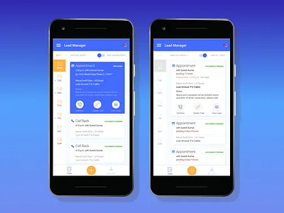 Lead Management App app calendar lead management mobile task ui ux
