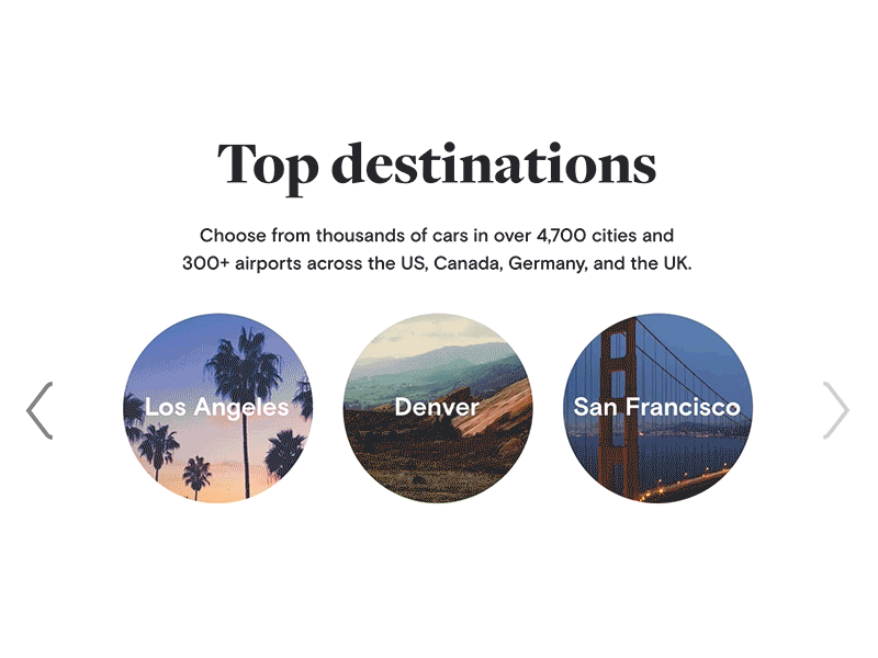 Top Destinations module ui design ux design