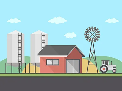 Farm Landscape agricultural agriculture cloud countryside farm granary ranch rural tractor village wheat windmill