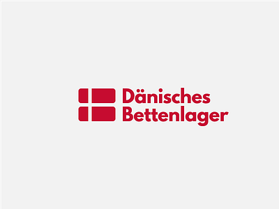 Dänisches Bettenlager - negative space beds brand design denmark flag icon logo