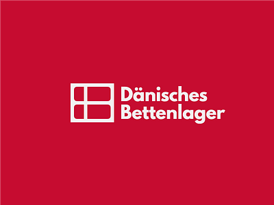 Dänisches Bettenlager - outlined beds brand design denmark flag icon logo