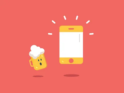 Heiny discover beer cute foam heiny hello corail yellow illustration mascotte mousse pint