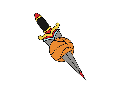 Straight Through The Heart basketball bball dagger traditional tattoo