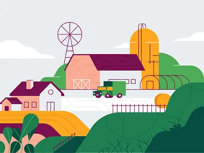 Digital Farm article car countryside editorial farm field food house plant tech truck