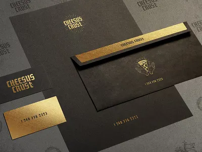 Cheesus Crust Pizzeria cheese cross food logo pizza restaurant textures typography wordmark