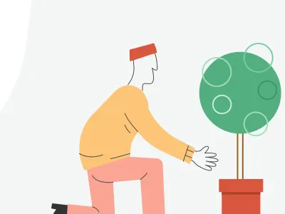 Style Doodles character growth illustration learning nurture plant