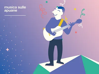 Musica sulle Apuane - Bassist bass bassist character classic confetti festival flat happy mountains music sky smile