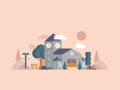 Church architecture building church park vector