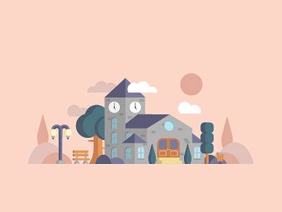 Church architecture building church park vector