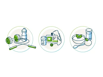 Health Icons exercise food health illustration