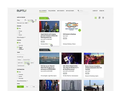 Early concept card concept design desktop filters grid site video web