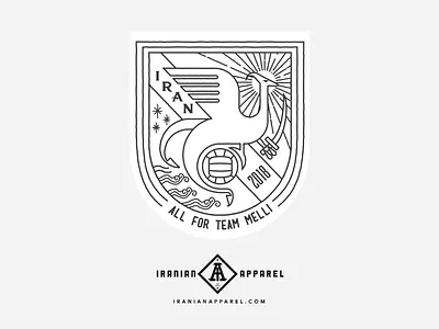 Simorgh crest on white badge crest football griffin iran lines phoenix seal soccer world cup
