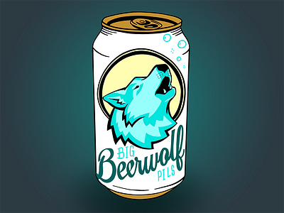 Big Beerwolf Pils beer beer can beerwolf bubbles can live stream logo logo design mascot twitch video games wolf