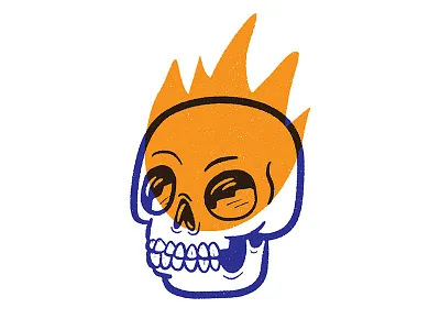 Skull on fire! contrast fire illustration noise punk skull symbol textured