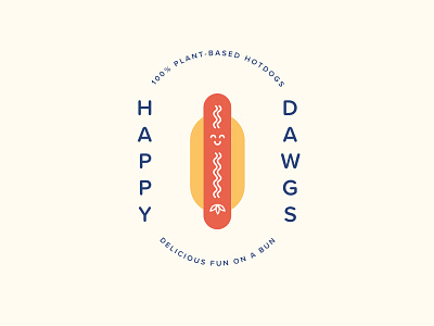 Happy Dawgs Logo brand franks hotdog identity illustration logo plant based typography vegan