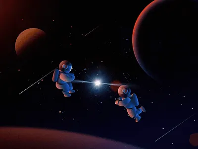 Outer space astronaut color illustrator light star