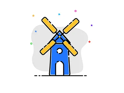 Windmill Icon dribbble icon illustration illustrator outline outline icon stroke stroke icon windmill
