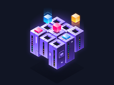 Resource Management cluster dcos illustration isometric server