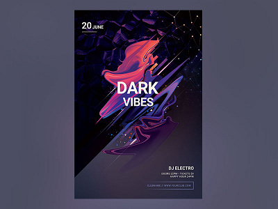 Dark Vibes Flyer abstract club dark electro flyer house modern night photoshop poster shapes techno