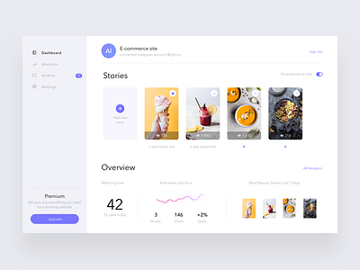 Stories widget dashboard analytics app clean dashboard desktop stories ui web white