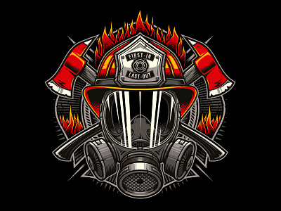 Firefighters firefighter helmet illustration t shirt tee vector