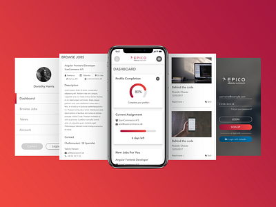 Epico adobe xd app design invision iphone x mobile webapp