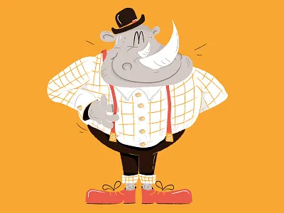 The Hipsterhino animal cartoon character comics hipster illustration rhinoceros style vector zoo