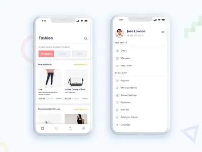 Fashion app app design explore fashion landing shop uiux web white