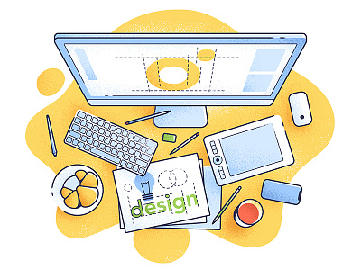 Design Process apple design grain illustration imac line noise outline yellow