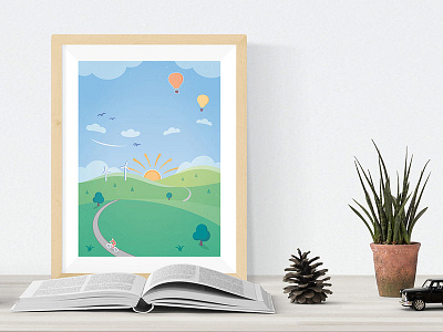 Summer Days art countryside cycling green hills idyllic illustration landscape outdoors vector