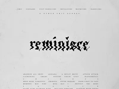 Reminisce album art emo minimal nostalgia playlist spotify typography