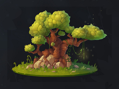 Magic tree game art green illustration magic tree
