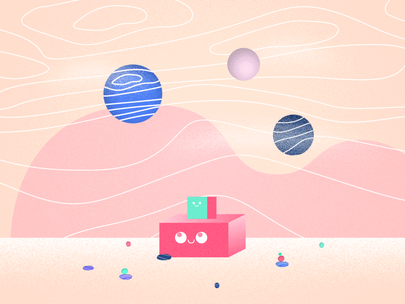 Orbital Flight 2d aftereffects animation bounce colorful cube light planet space