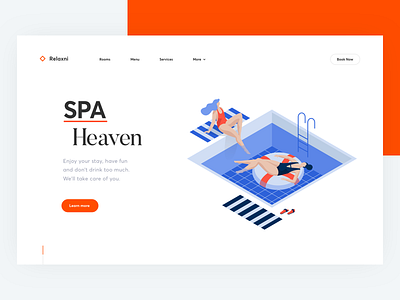 SPA procedures UI cuberto heaven hotel illustration relax services sketch spa swim ui ux web