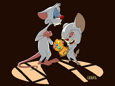 Pinky & The Brain Gauntlet fun illustration mash up parody