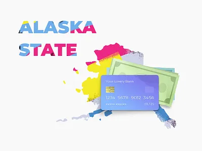 Alaska alaska card cash credit dollar finance illustration loan money state type usa