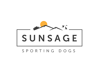 Logo bird bush dogs frame logo mountain sans serif sporting sun sunsage