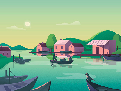 The great beauty of small towns. 2d art calendar illustration landscape uniqa vector