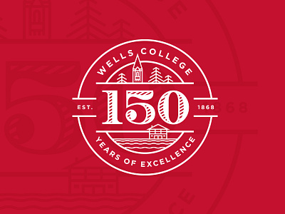 Wells College 150th Anniversary Logo badge brand identity branding circle college illustration logo minimal typography university