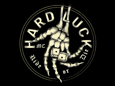 Hard Luck badge dice hand hard luck illustration illustrator motorcycle skeleton