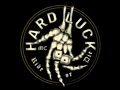 Hard Luck badge dice hand hard luck illustration illustrator motorcycle skeleton