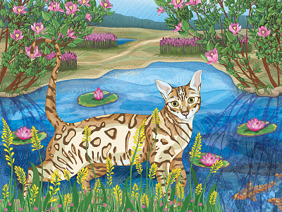 Bengal cat art cat contemporary art graphic illustration