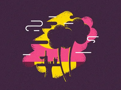 Pink sunset design drink flat illustration ocean pink sun sunset tree water