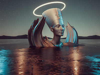 Infinity - Experiment 14 3d amr art behance digital egypt elshamy fly illustration landscape man nefertiti