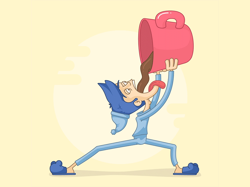 Mondays Be like 2d after effects animation character coffee gif illustration illustrator loop monday motion vector