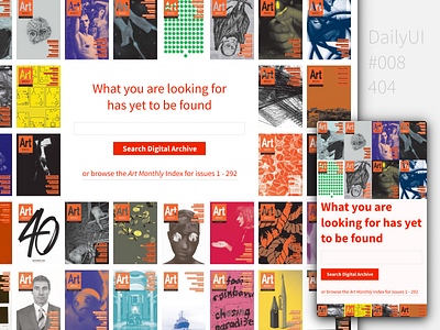 DailyUI 008 404 404 art art monthly bright colorful dailyui desktop magazine mobile page pop red