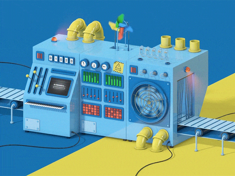 Spring Machine | Five Second Project 3d 5 sec project 5 second project animation gif graphic design gsg machine pig
